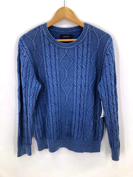 SHIPS BLUE STORE(シップスブルーストア) インディゴ染コットンケーブルクルーネックセーター メンズ トップス