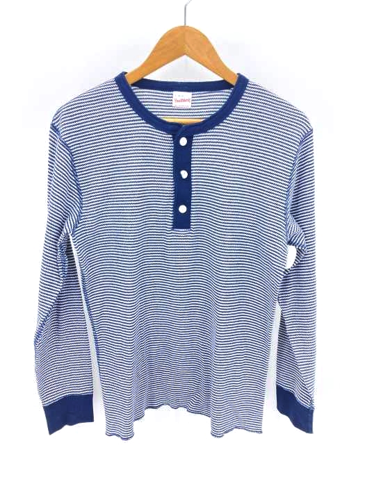 Healthknit（ヘルスニット） ボーダー柄 ヘンリーネックカットソー メンズ トップス