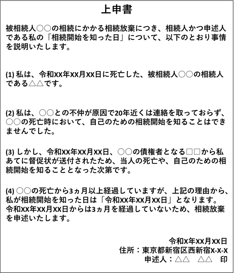 【サンプル付き】3ヵ月経過後の相続放棄で上申書に書くべき内容
