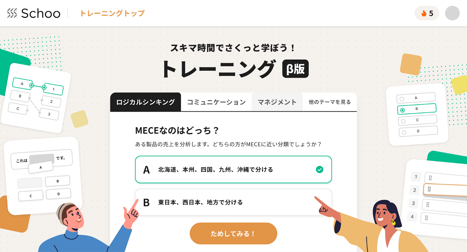 トレーニングトップ画面