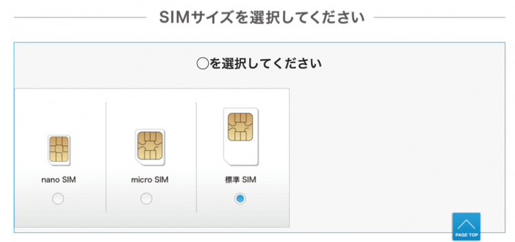 SIMサイズ標準SIM