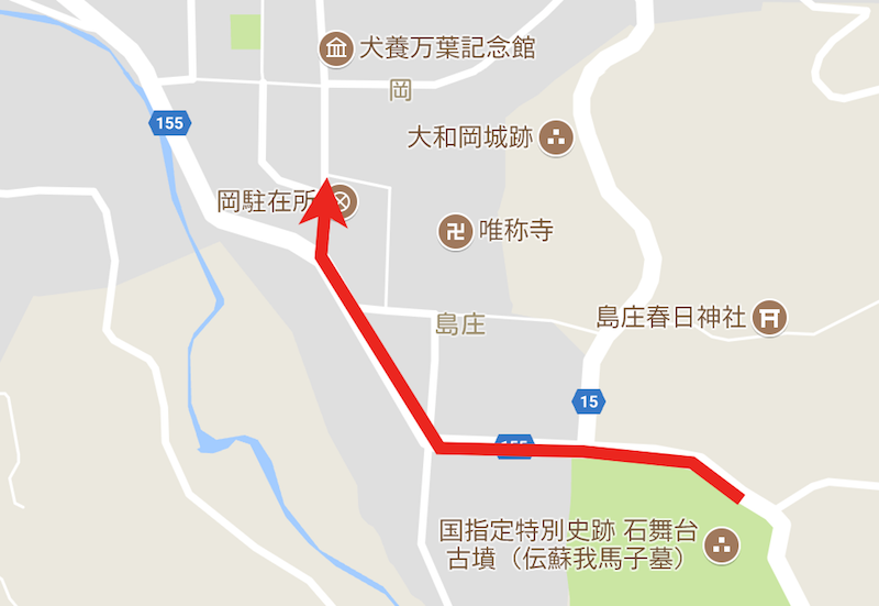 この矢印のように走ります(地図データ:Google、ZENRIN)