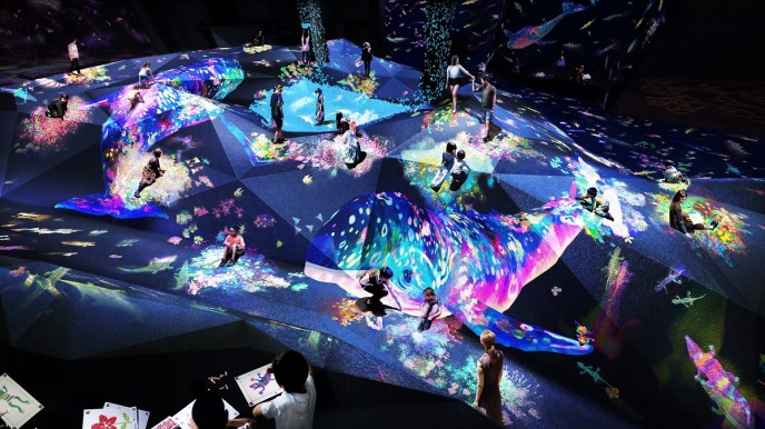 『グラフィティネイチャー 山山と深い谷』photo by teamLab