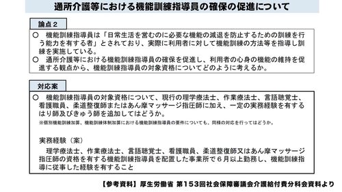 機能訓練指導員の新設