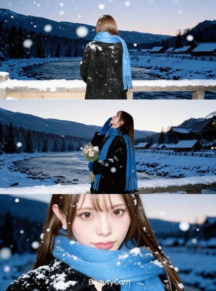 流行りの雪加工❄️