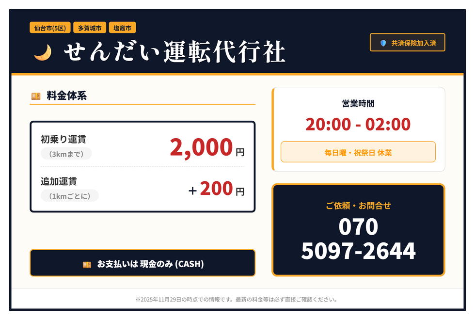 せんだい運転代行社の画像0