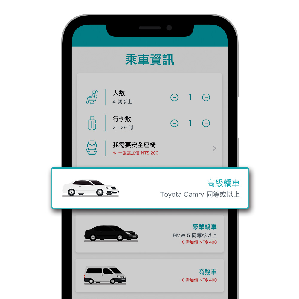ccbnewflow-step3 叫車吧預約流程步驟三:選擇你要的車