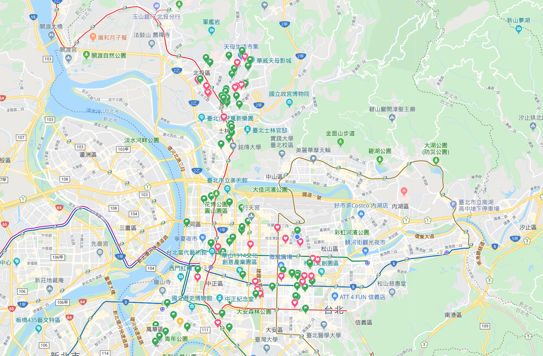 實用App:開啟地圖台北市區域標記很多喜歡的店跟想去的地方