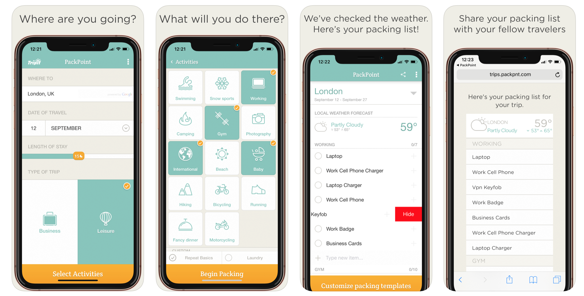 實用App:四隻手機螢幕主色調為白色藍綠色介面