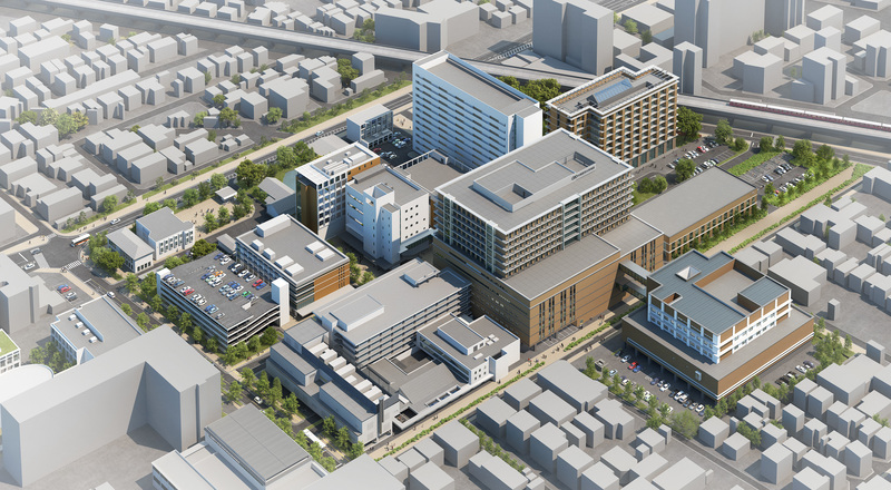 病院新本館建替イメージ（鳥瞰図）