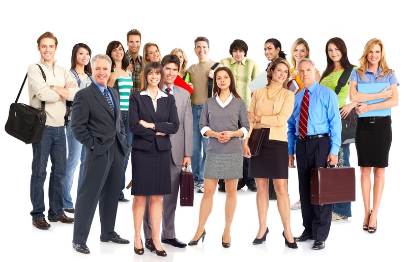 学生から高齢のビジネスマンまで色々な年齢、性別の方が写っている写真