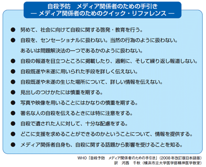 自殺予防　メディア関係者のための手引き