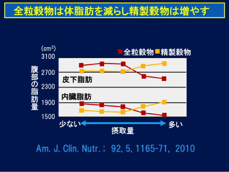 全粒穀物・精製穀物と体脂肪の関係