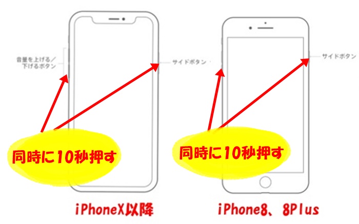 iPhoneX以降の場合のDFUモード切替