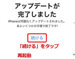 アップデート完了画面