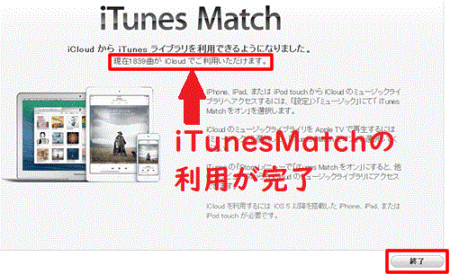 iTunesMatchの利用が完了