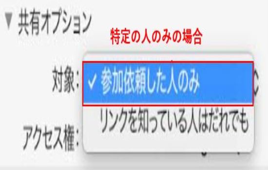 特定の参加者のアクセス権設定