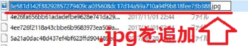 ファイル名の末尾に「.jpg」と追加