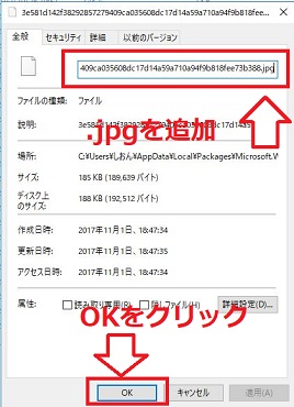 ファイル名末尾に「.jpg」を追加