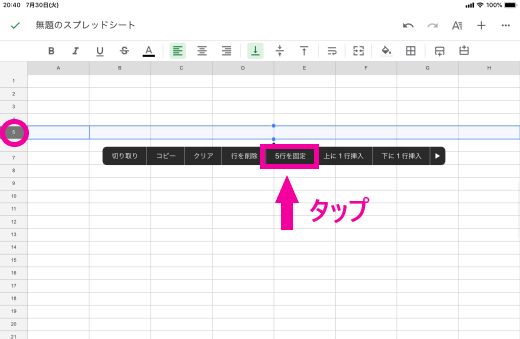 Googleスプレッドシート固定iPad