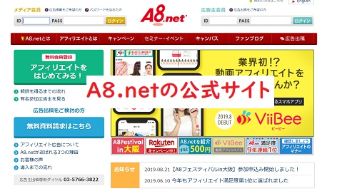 A8.netの公式サイト