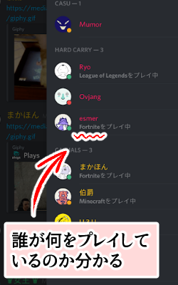 Discord(ディスコード)でPS4とVC連携する方法・ユーザーのプレイゲーム表示画面