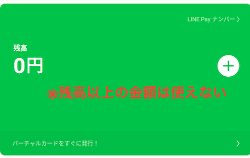 残高以上の金額は使えない