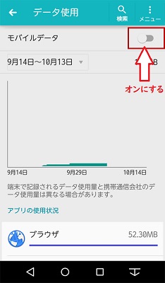 モバイルデータをオンにする