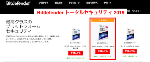 Bitdefender トータルセキュリティ 2019