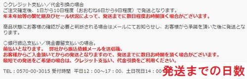 駿河屋公式サイトの発送までの日数についての案内