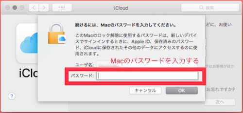Mac本体のパスワードを入力