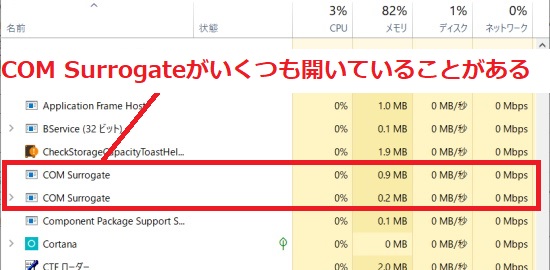 COM Surrogateがいくつも開いていることがある