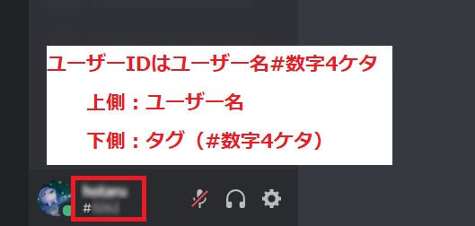 ユーザーIDはユーザー名#数字4ケタ