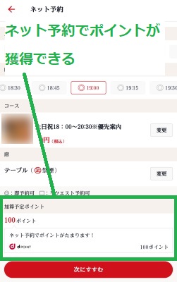 ネット予約でポイントが獲得できる