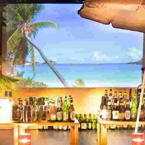 屋内ビアガーデンをイメージした店内