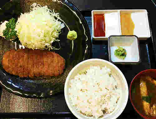 牛カツ麦飯セット