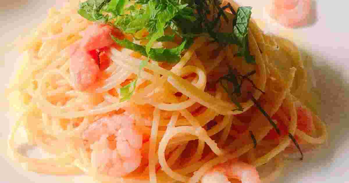 エビのオイルパスタの写真