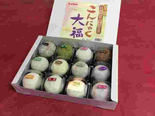 箱に入った12種類のこんにゃく大福