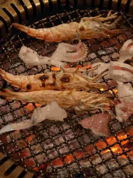海老と烏賊の炭焼き