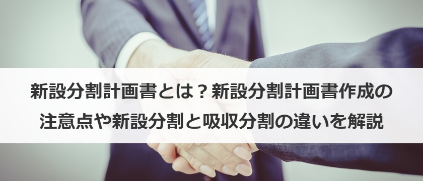 新設分割計画書とは？新設分割計画書作成の注意点や新設分割と吸収分割の違いを解説
