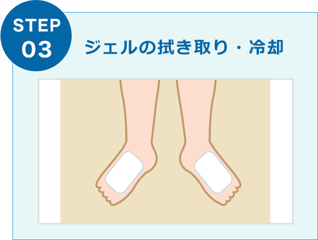 ジェルの拭き取り・冷却