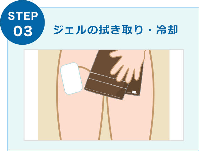 ジェルの拭き取り・冷却