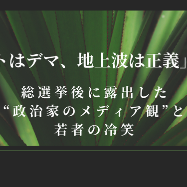 「ネットはデマ、地上波は正義」なのか――総選挙後に露出した“政治家のメディア観”と若者の冷笑 | GAMEMO(ガメモ)