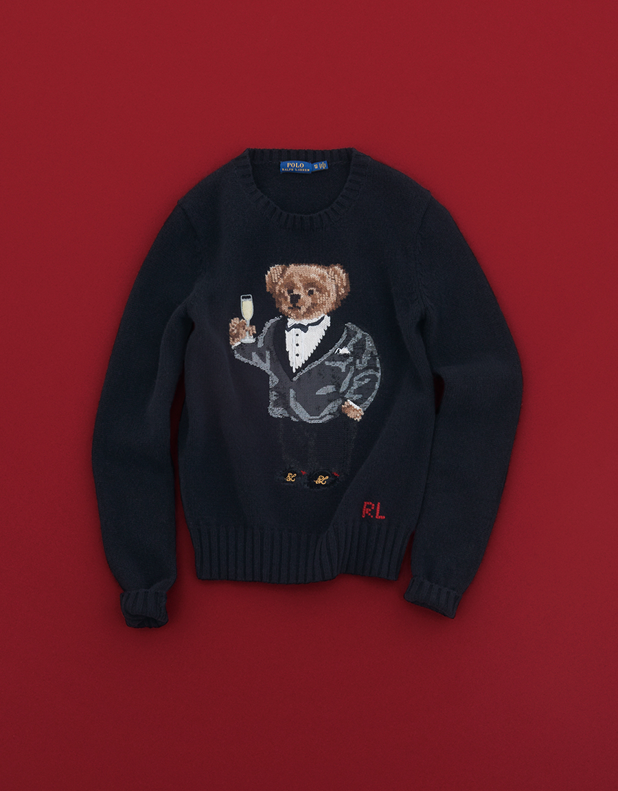 思わず笑みがこぼれる、タキシードススタイルのポロベアニット