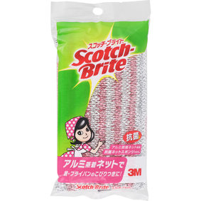 スコッチ・ブライト 抗菌アルミネット スポンジたわし(アルミ蒸着ネット) シルバーピンク/ゴールドグリーン 1個