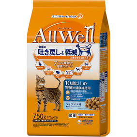 AllWell 10歳以上の腎臓の健康維持用 フィッシュ味挽き小魚とささみ フリーズドライパウダー入り 750g(375g×2袋)