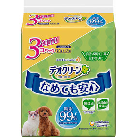 デオクリーン 純水99%ウェットティッシュ つめかえ用 70枚×3個