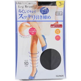 Leg Beauty らくしてキレイ スッキリ引き締め L~LL 026 ブラック 3足