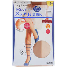 Leg Beauty らくしてキレイ スッキリ引き締め L~LL 389 ナチュラルベージュ 3足