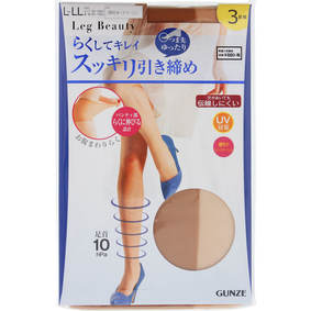 Leg Beauty らくしてキレイ スッキリ引き締め L~LL 694 ヌードベージュ 3足